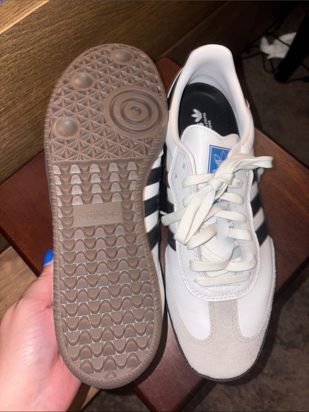 adidas Samba Leather Sneakers - White/Black/Gum - Picture 3 of 4